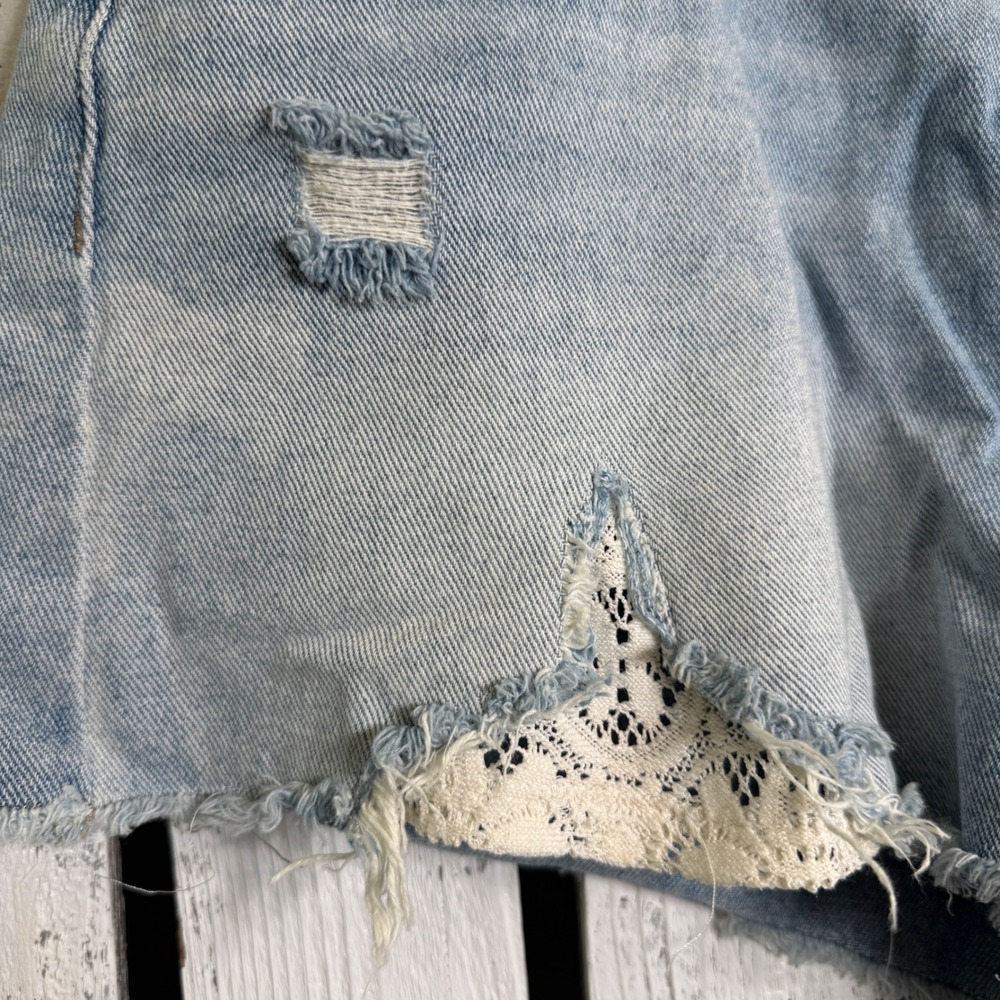 Time and Tru Light Blue Distressed Denim Jean Shorts - Picture 6 of 10